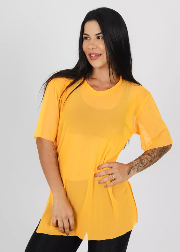 Blusão Tule Wra Laranja Flúor - wra fitbeach 2