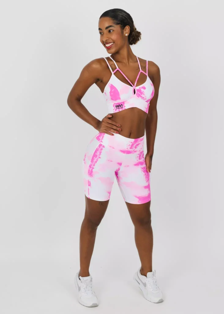 Conjunto short Wra Tie Dye Pink Flúor - WRA FITBEACH 1