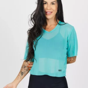 Cropped Tule Wra Azul Maldivas