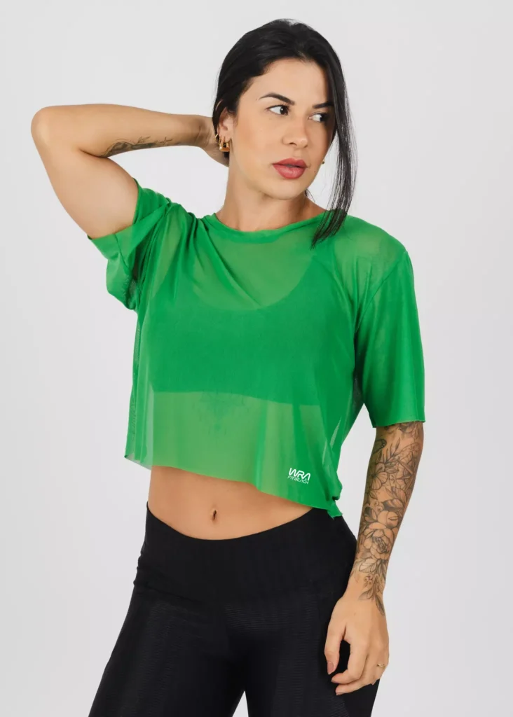 Cropped Tule Wra verde Bandeira 2