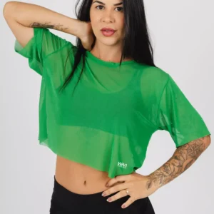 Cropped Tule Wra verde Bandeira
