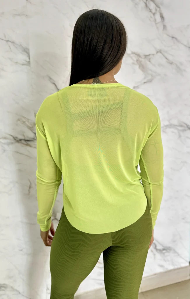 Blusa Manga Longa de Tule Wra verde cana