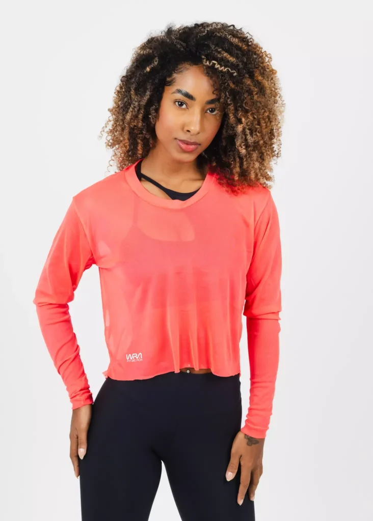 Blusa Manga Longa de Tule Wra Coral 2