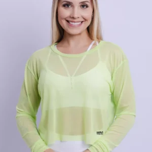 Blusa Manga Longa de Tule Wra verde cana 3