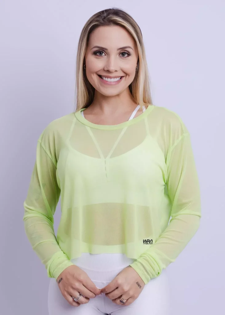 Blusa Manga Longa de Tule Wra verde cana 3