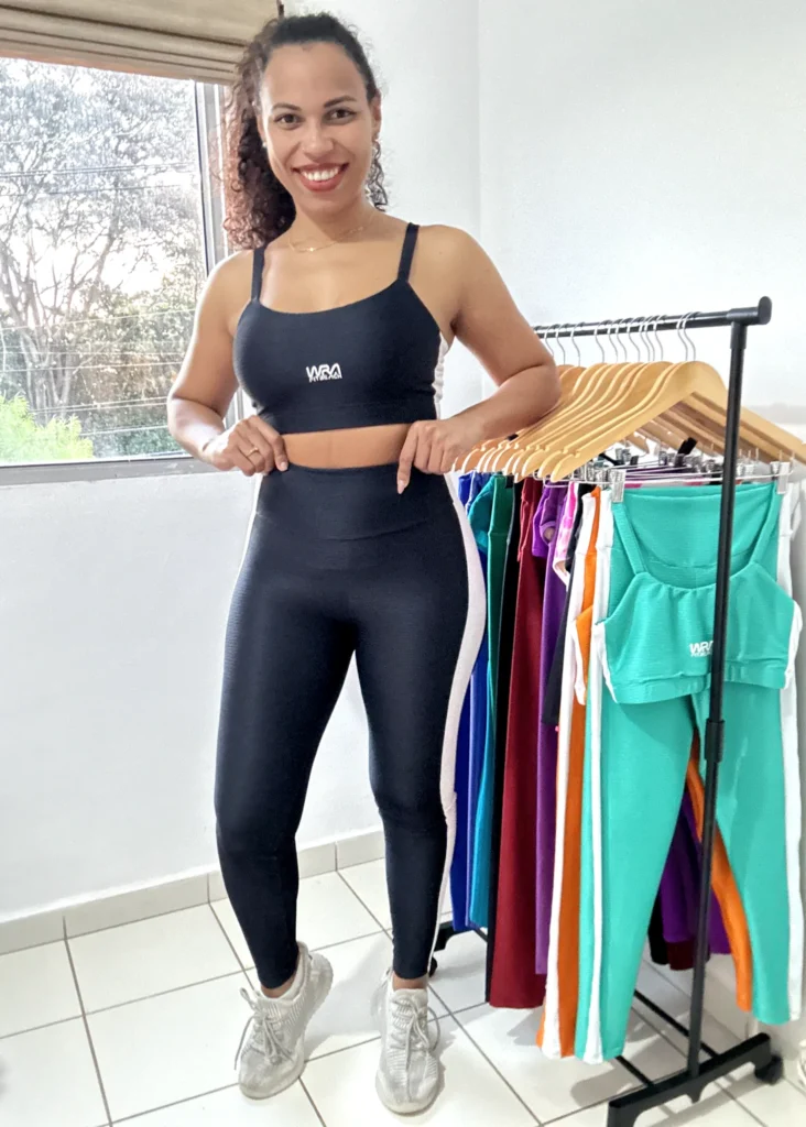 Conjunto Preto faixa branca Wra Canelado - wra fitbeach 1