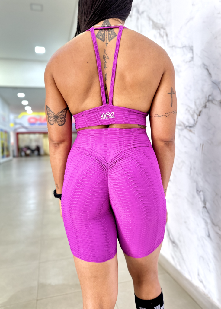 Conjunto de Short Bermuda Fucsia em Tecido Jacquard wra fitbeach 2