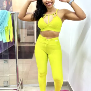 Conjunto de Legging Jacquard Wra Amarelo Neon