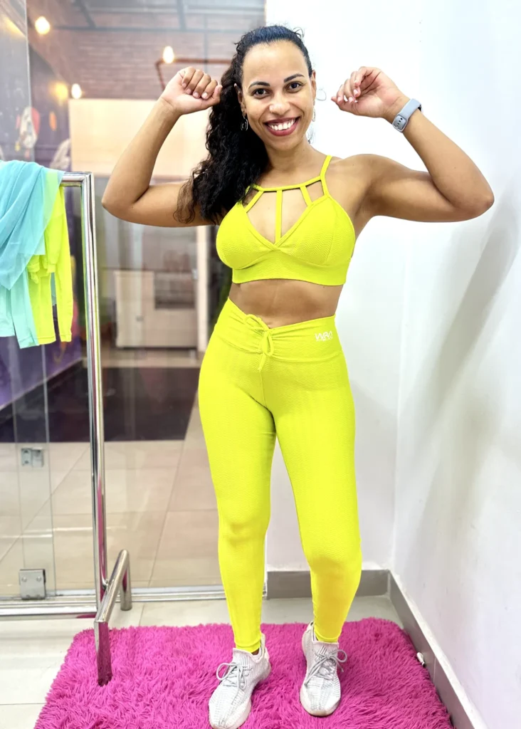 Conjunto de Legging Jacquard Wra Amarelo Neon