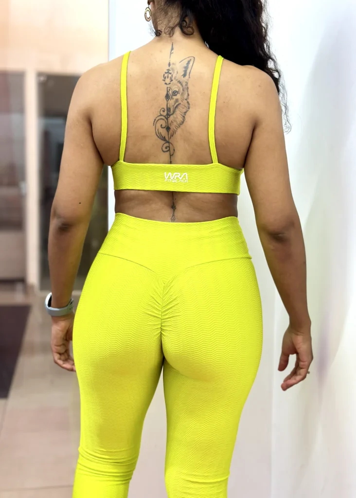 Conjunto de Legging Jacquard Wra Amarelo Neon 2