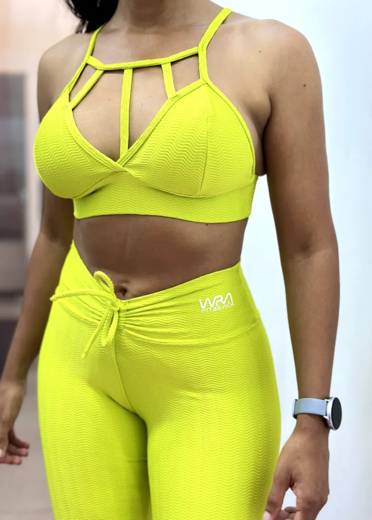 Conjunto de Legging Jacquard Wra Amarelo Neon 3