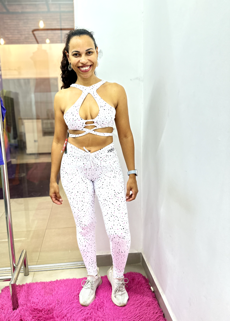 Conjunto de Legging Wra Branca com Estampa de Bolinhas - Wra FitBeach 2