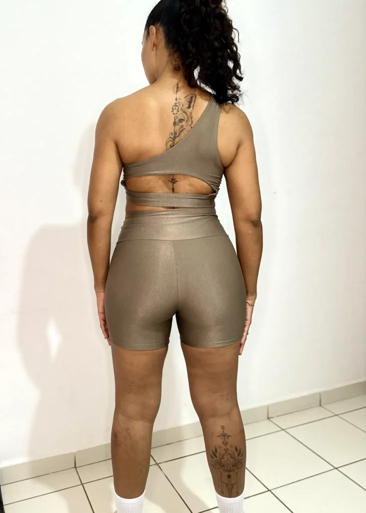 Conjunto de Short Mocha Mousse Wra Micro Canelado - wra fitbeach 2