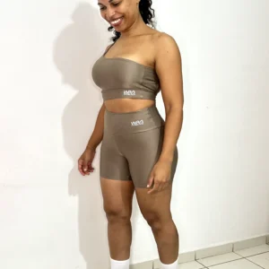 Conjunto de Short Mocha Mousse Wra Micro Canelado - wra fitbeach