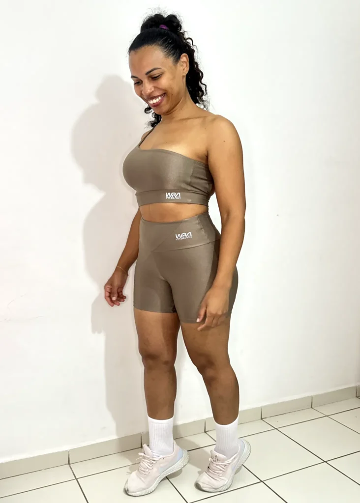 Conjunto de Short Mocha Mousse Wra Micro Canelado - wra fitbeach
