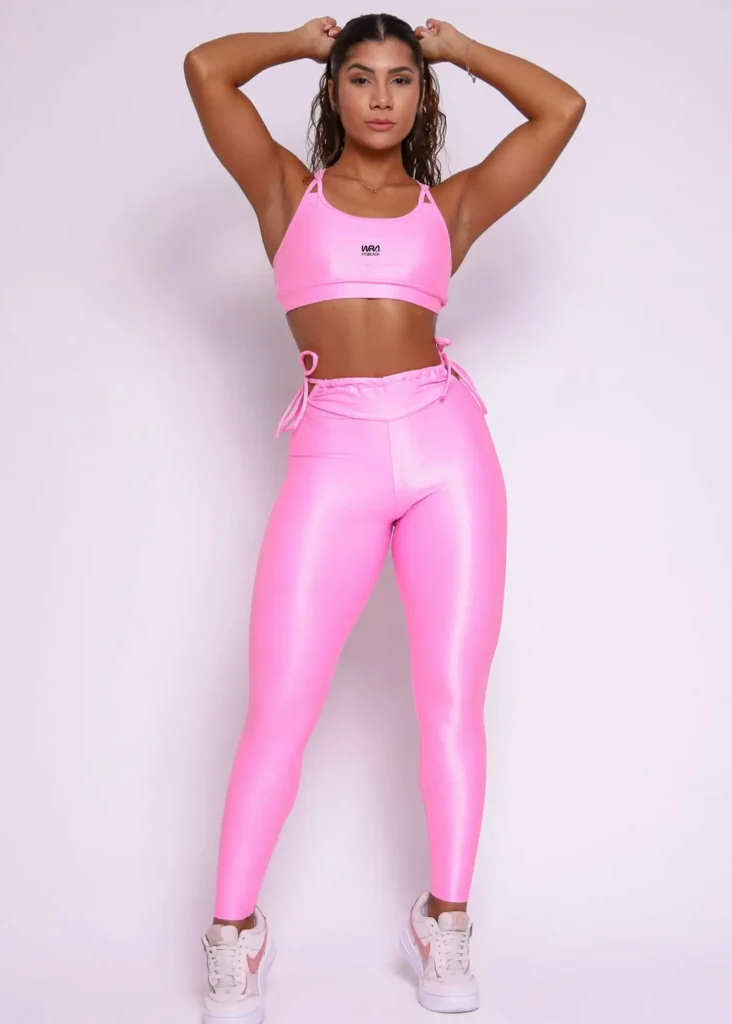 Conjunto Push Up de Compressão Rosa Candy WRA FITBEACH 2