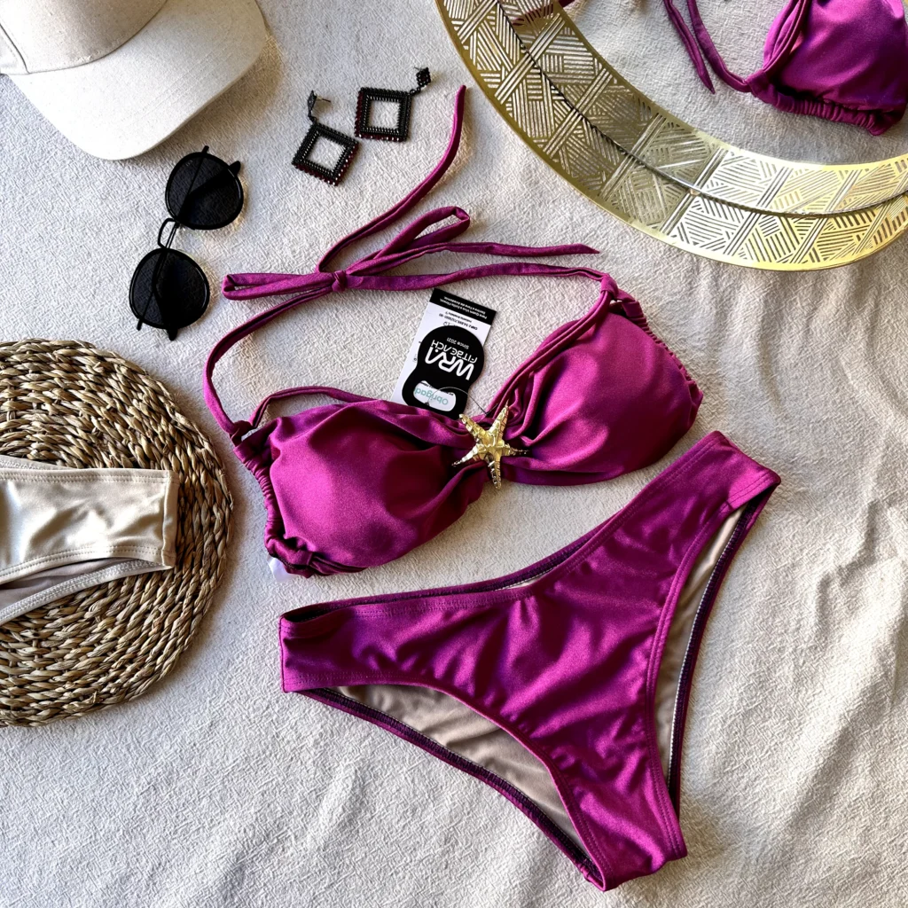 Biquini estrela Frontal Fucsia - wra fitbeach