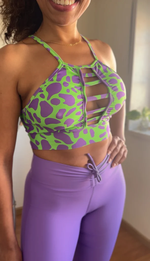 Conjunto de Legging push up Lilás+verde - wra fitbeach
