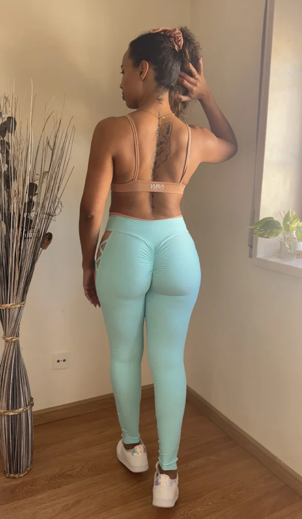 Conjunto Legging push up Verde água+Nude - WRA fitbeach