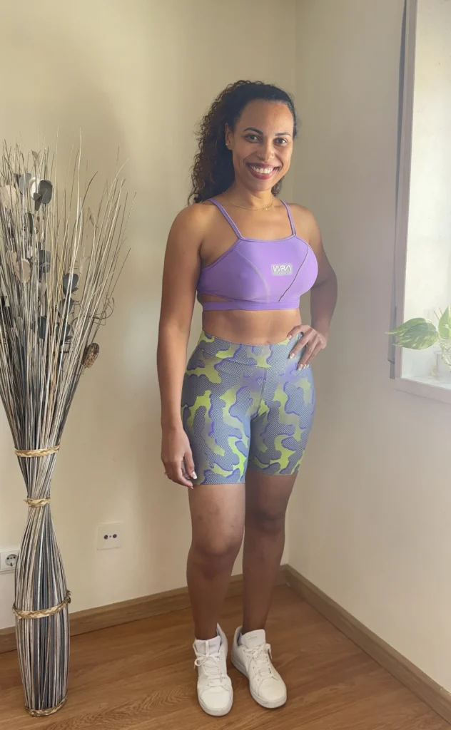 Conjunto de Short ciclista Estampado +Top lilás - wra fitbeach