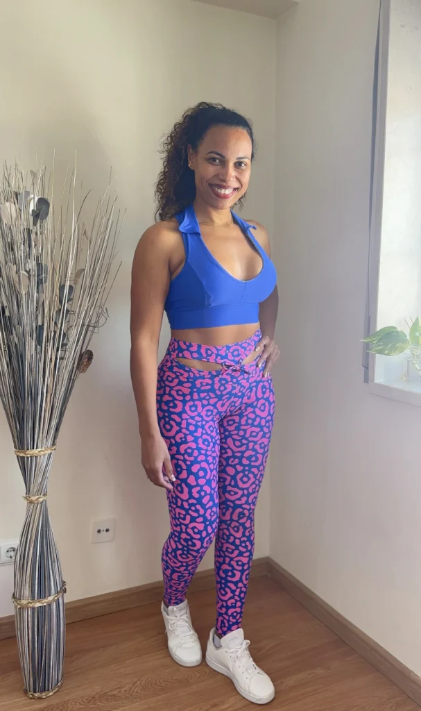 Conjunto de Legging push up animal print +Top azul - wra Fitbeach