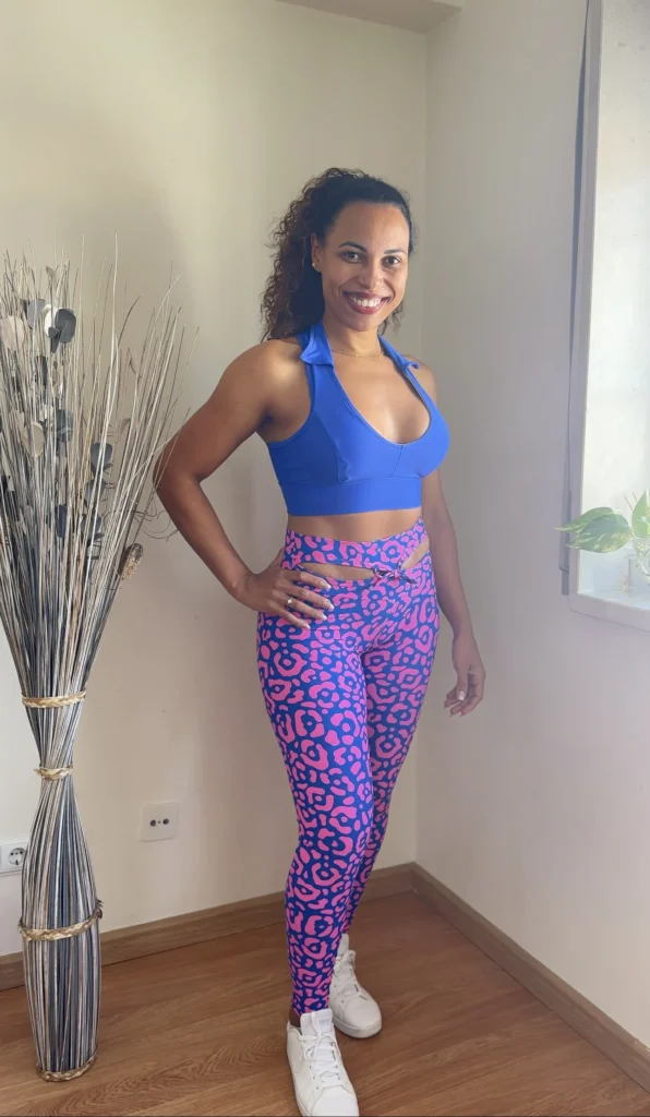 Conjunto de Legging push up estampa animal print +Top azul - wra fitbeach