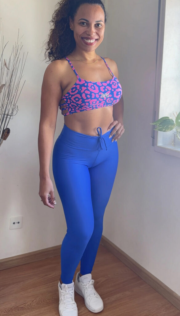 Conjunto de Legging azul push up +Top animal print