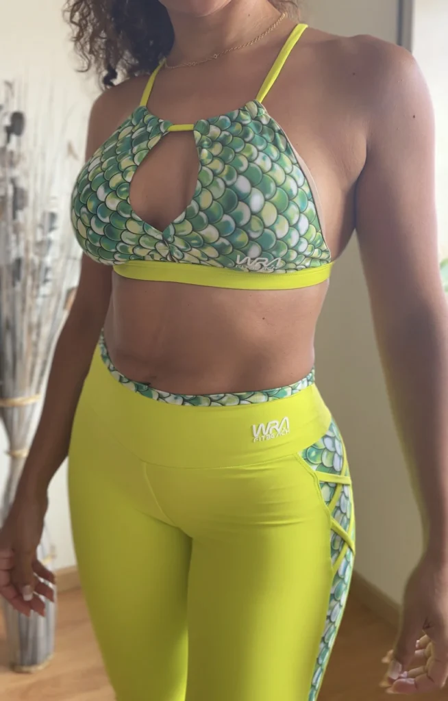Conjunto de Legging push up +Top verde escama - wra fitbeach