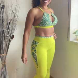 Conjunto de Legging push up +Top verde escama - wra fitbeach