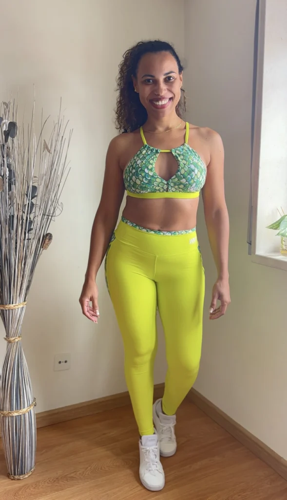 Conjunto de Legging push up +Top verde escama - wra fitbeach