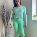 Blusa Manga Longa de Tule Wra verde menta - wra fitbeach