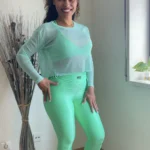 Blusa Manga Longa de Tule Wra verde menta - wra fitbeach