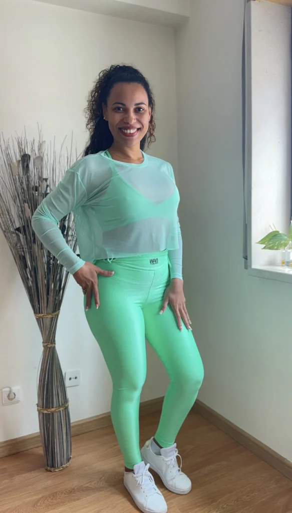 Blusa Manga Longa de Tule Wra verde menta - wra fitbeach