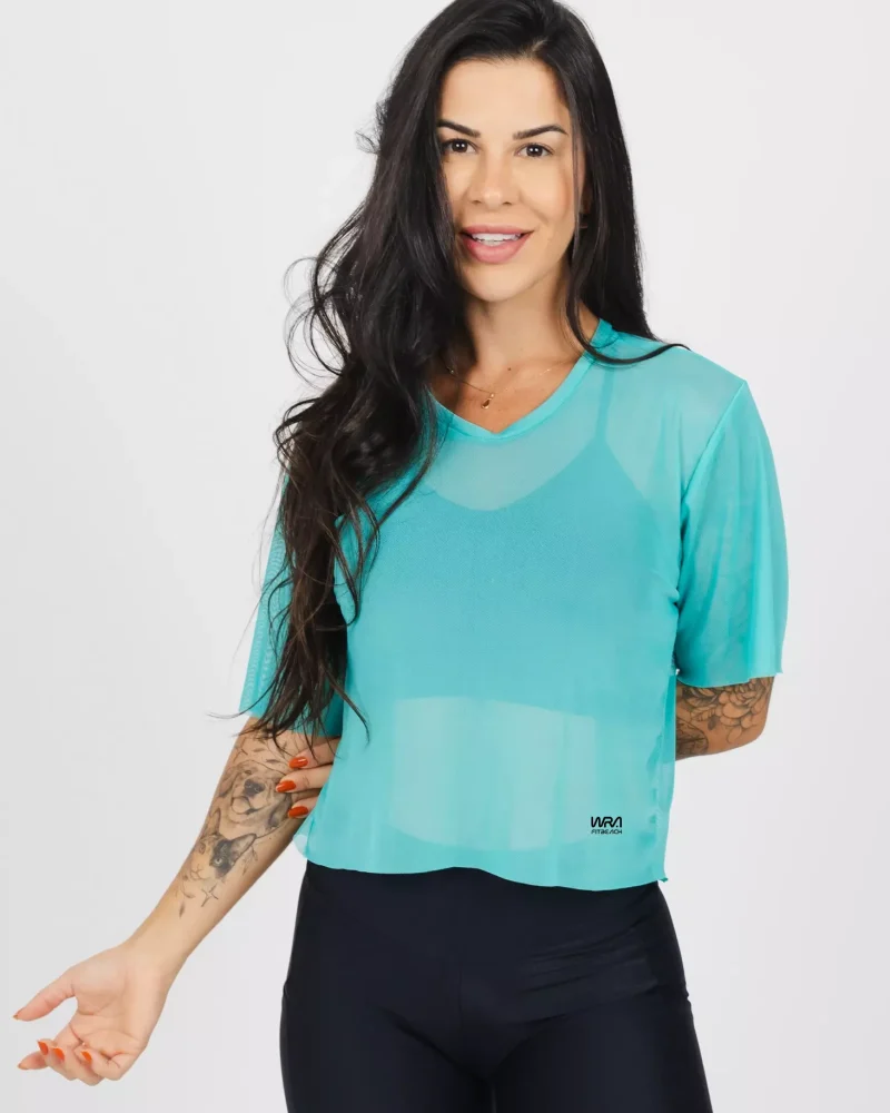 Cropped Tule Wra Azul Maldivas